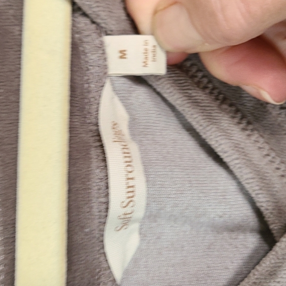 Soft Surroundings velour V-neck pullover in grey w side zip details * Med - Picture 3 of 6